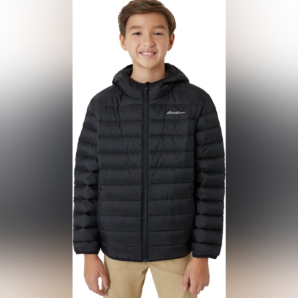 Eddie Bauer Boys' Black Jacket  CirrusLite Weather Resistant Down  Size M NWT